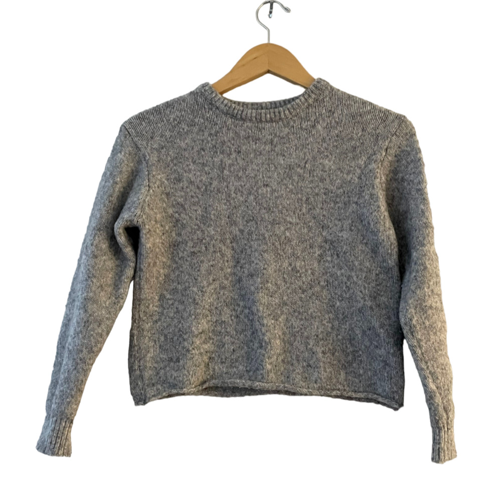Brandy Melville Wool Blend Cropped Sweater One Size Gray Crew Neck Pullover
